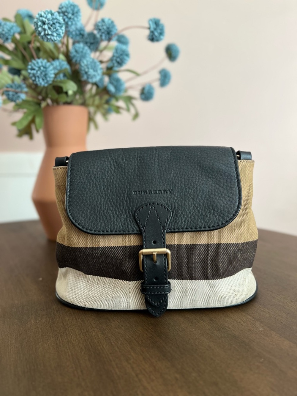 Burberry Mega Check Canvas and Grained Calfskin Gowan Crossbody